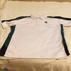 Chillwear XL white polo with MSU Spartan logo